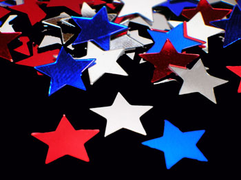 Red, Silver, and Blue Metallic Star Confetti